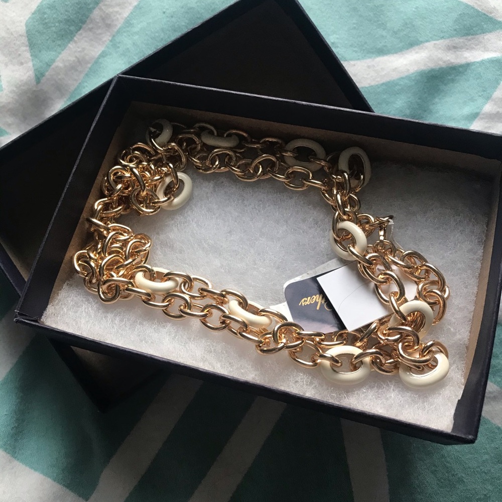 Long Gold and Enamel Brooks Brothers Necklace